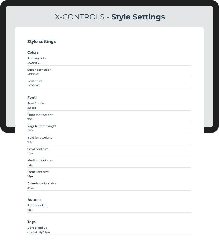 Configure X-Controls in Instance Management