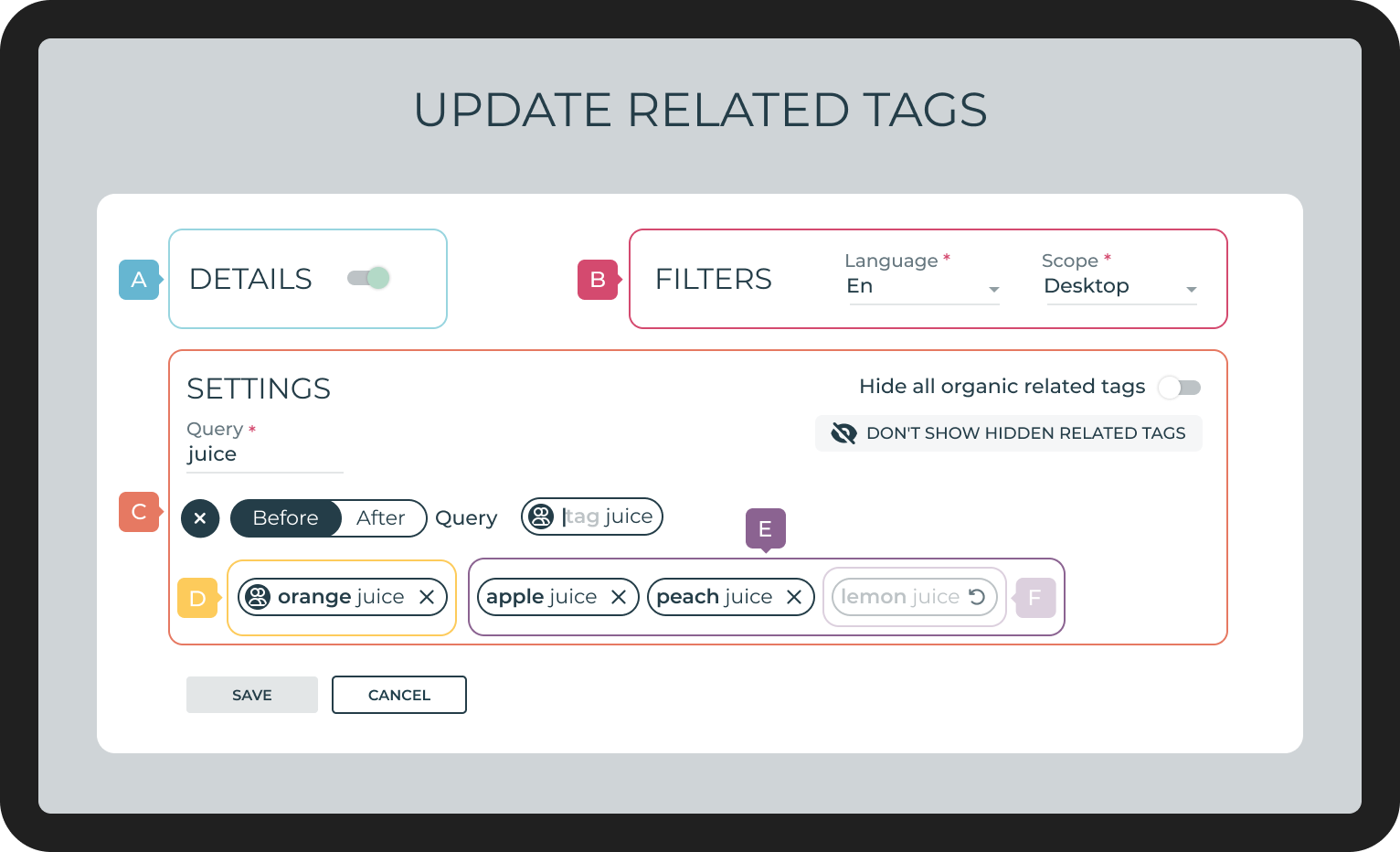 Add view of the Related Tags management tool